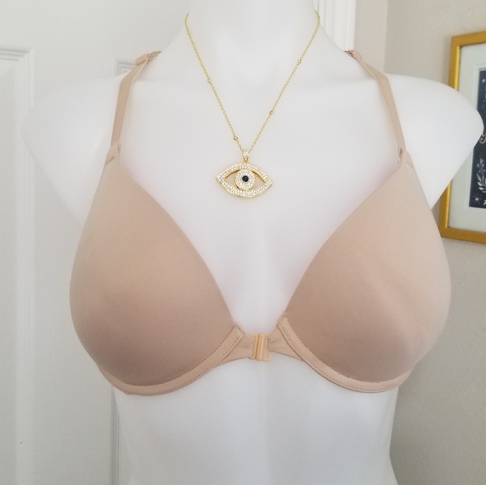 VS PINK  Front Close Push Up T-Back Nude 32DD EUC